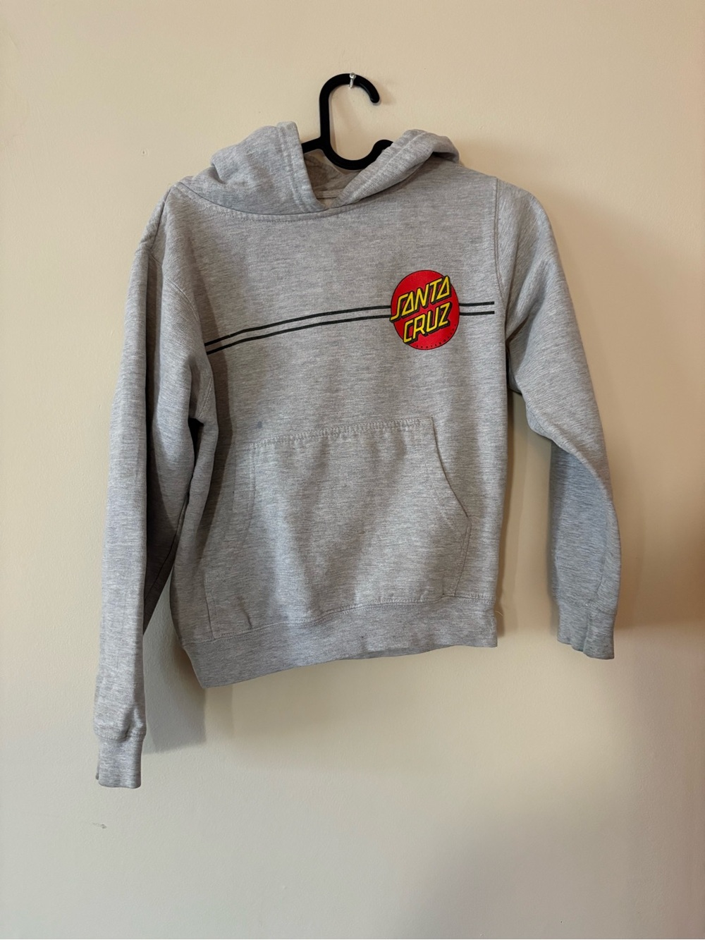 Kids Santa Cruz Grey skate Hoodie with Red Logo